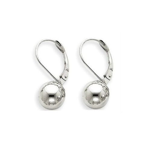 Ritastephens Elegant 8mm Sterling Silver Leverback Dangle Earrings – Polished Ball Design with Secure Closure, Lightweight and Timeless Modern Silver Jewelry