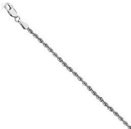 .925 Sterling Silver Rope Chain Bracelet  2.25mm 7"