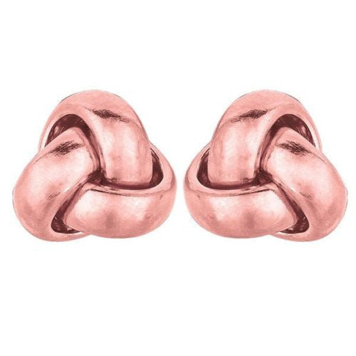 RitaStephens 14K Solid Gold White Love Knot Earrings – Elegant 10mm Love Knot Studs, Classic Gold Knot Jewelry, Timeless White Gold Studs