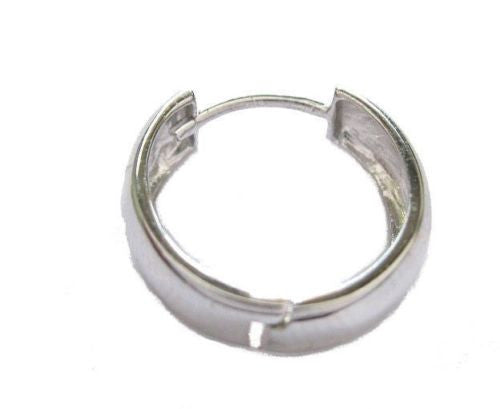 14K Solid White Gold Lite Huggy Huggies Earrings Hoops 15mm