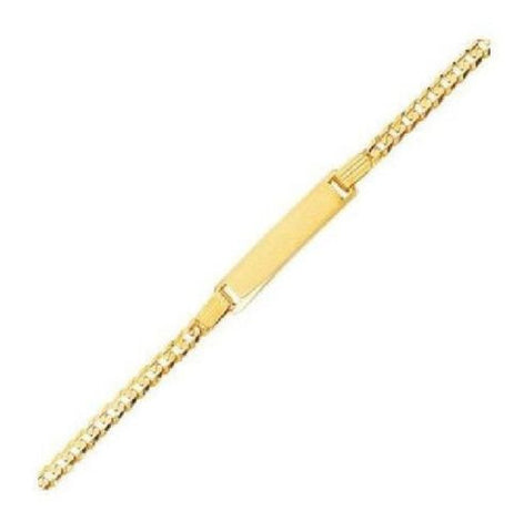 14K Solid Yellow Gold Baby ID Link Curb Bracelet Children's Kids Free Engraving