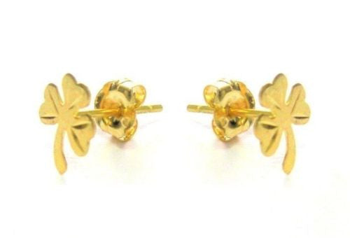 Ritastephens  14K Yellow Gold Shamrock Good Luck Irish Post Stud Earrings – Elegant 7mm Shamrock Studs, Classic Gold Irish Jewelry, Timeless Good Luck Earrings