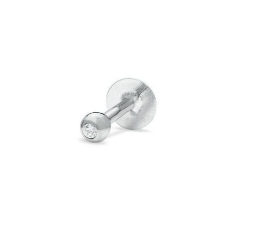 14k Solid White Gold Labret Stud Chin Jewelry 16 Gauge