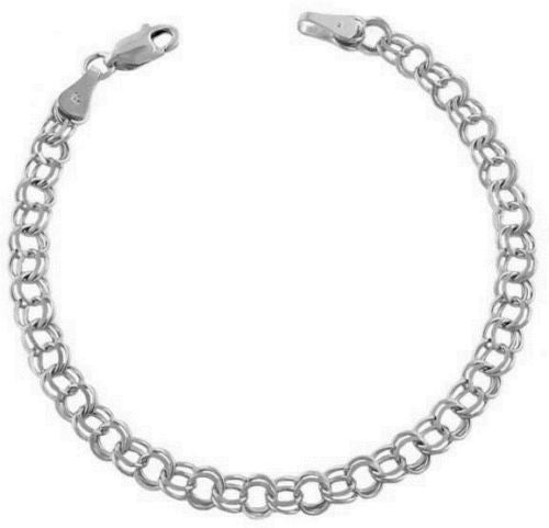 Sterling Silver Charm Link Bracelet 7"  Made in Italy New