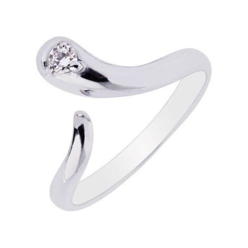 Ritastephens Elegant 10K White Gold Adjustable Snake Ring with CZ Accents – Versatile Fashion Ring for Fingers or Toes, Unique Snake Design, Luxury Fine Jewelry