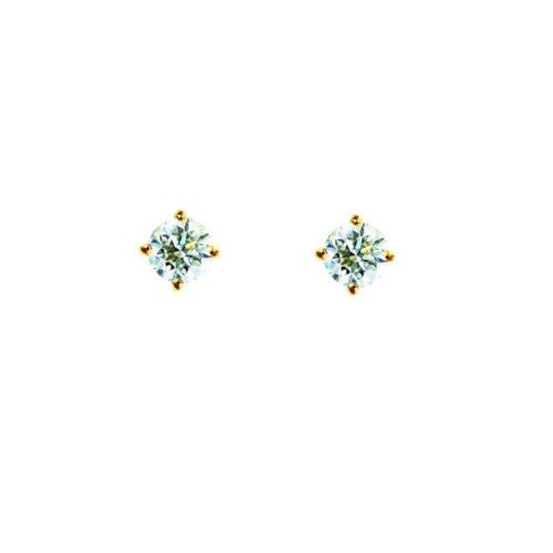 Ritastephens 14K Solid Gold 5mm CZ Stud Earrings - 1 ct Brilliant Cubic Zirconia in Secure Basket Setting | Elegant & Classic Gold Studs | High-Quality, Timeless Luxury | Dainty Gold CZ Earrings