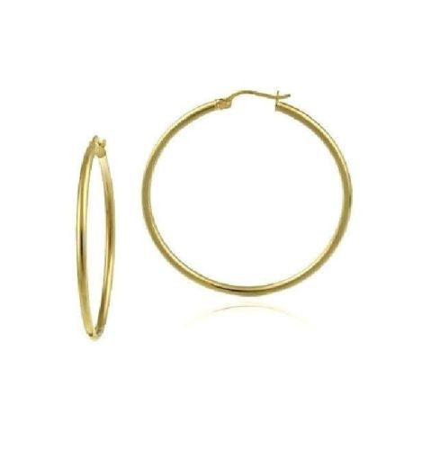 Ritastephens 14K Yellow Gold Tubular Hoop Earrings - 40x2mm, Classic & Elegant Real Gold Hoops, Thin & Modern Design, Timeless & Lightweight Everyday Jewelry, 14K Gold Jewelry