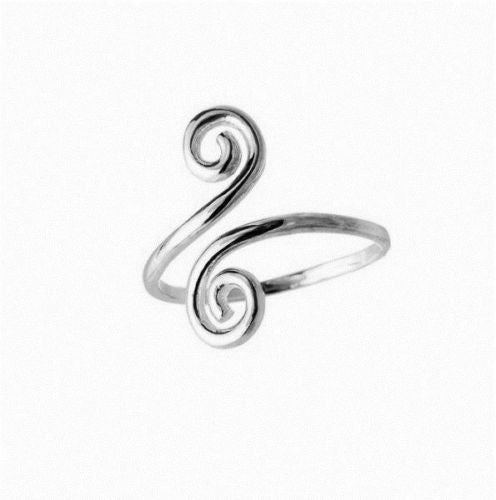 14k Solid White Gold Swirl Body Art Adjustable Ring or Toe Ring