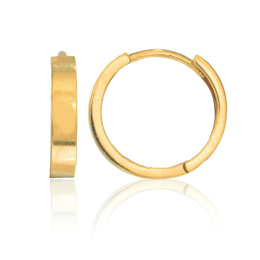 Ritastephens 14K Yellow Gold Round Huggy Hoops - Real Gold 14mm Huggies, Classic & Elegant Small Gold Hoop Earrings, Stylish & Comfortable Design, Timeless Minimalist 14K Gold Jewelry