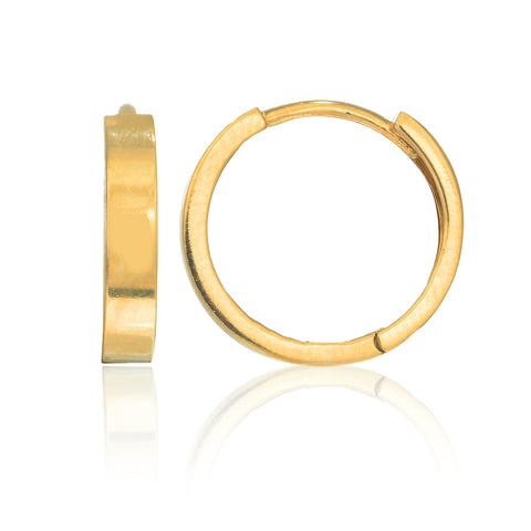 14K Real Yellow Gold Round Huggy Huggies Hoops Hoop Earrings 14mm