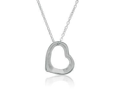 .925 Sterling Silver Floating Open Heart Love Charm Pendant Necklace 18"