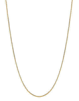 10K Solid Yellow Gold Box Chain Necklace 20" 0.6mm