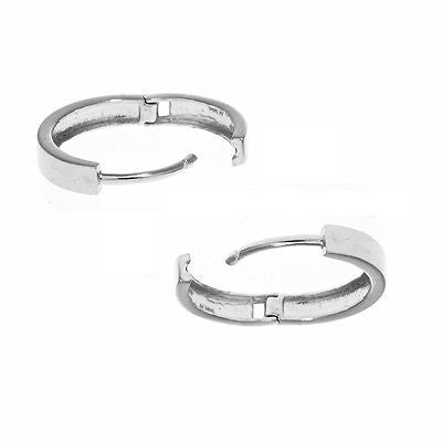 14k White Gold Square Tubular Huggies Hoops Earrings 2.5x13 Mm