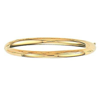 10K Solid Yellow Gold Shiny Bangle Bracelet 7"