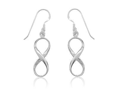 Sterling Silver Infinity Dangle Kidney Wire Earrings 35mm