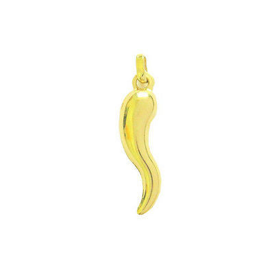 Ritastephens 14K Yellow Gold Italian Horn Charm Pendant – Small Good Luck Chili Pepper Design, 19mm with Exquisite Italian Craftsmanship and Elegant Symbolism