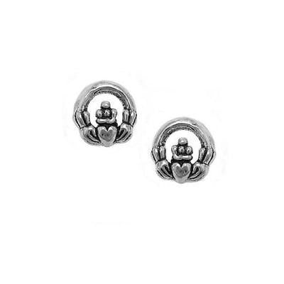 Sterling Silver Irish Friendship Love Claddagh Cladaugh Stud Earrings 7mm Small
