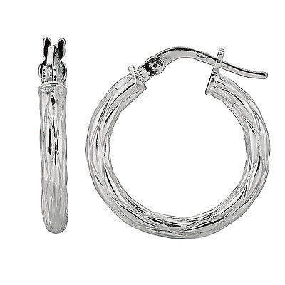 Sterling Silver Small Twisted Tubular Hoops Hoop Earrings 3x22mm