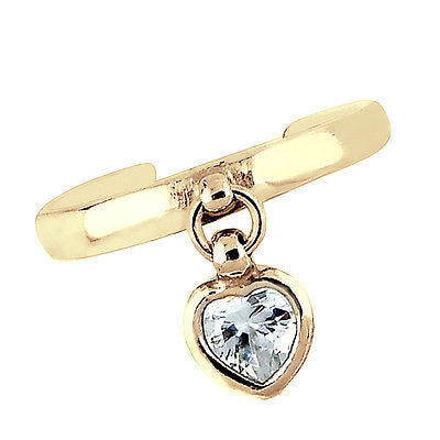 Ritastephens 14K Solid Yellow Gold Adjustable Heart-Shaped CZ Dangle Toe Ring – Elegant, Chic, and Radiant Design with Sparkling Crystals and a Refined Adjustable Fit