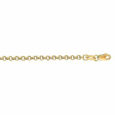 14K Solid Yellow Gold Rolo Link Chain Bracelet 7 Inches
