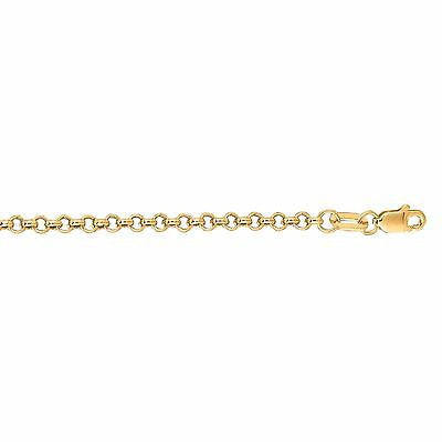 14K Solid Yellow Gold Rolo Link Chain Bracelet 7 Inches