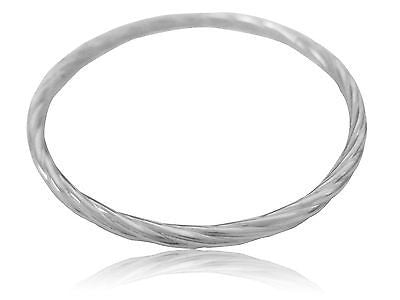 Sterling Silver Twisted Slip on Bangle Bracelet 8"