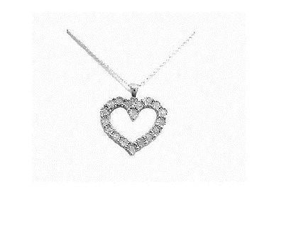 .925 Sterling Silver Diamond Heart Necklace 0.10ct Pendant Necklace 18"