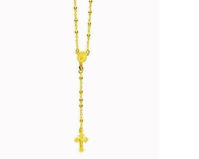 925 sterling silver gold overlay rosary dc bead necklace 24" virgin maryâ <br>length: 24" and 2.5" drop, bead is 3mm <br><br>weight: 7.38 grams <br>30-day money back guarantee <br>all items come with gift box <br>properly marked and stamped <br>pictures enlarged to show details. sterling silver 925 - product image