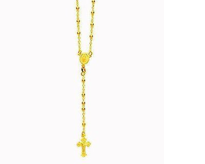 .925 Sterling Silver Gold Overlay Rosary DC Bead Necklace 24" Virgin Mary