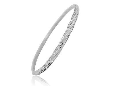Ritastephens Elegant Sterling Silver Twisted Slip-On Bangle Bracelet – 8-Inch Adjustable, Classic Design, Perfect for Everyday Wear or Special Occasions