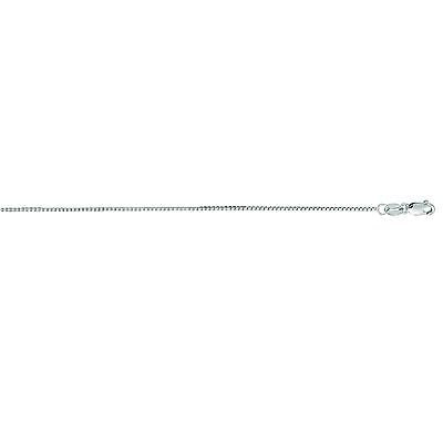 14K Solid White Gold Box Chain Necklace 0.8mm 16",18",20",22",24",30"