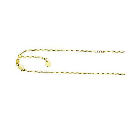 14K Yellow Gold Adjustable Box Chain 16-22" Necklace