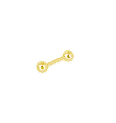 14k Solid Yellow Gold Barbell Tongue Ring Body Jewelry 18mm