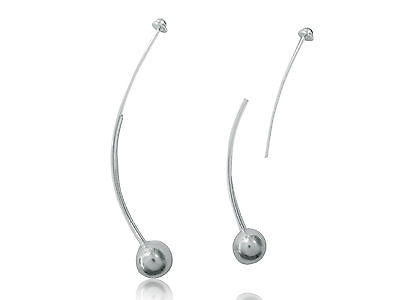 Sterling Silver Barbell Earrings 8x42mm