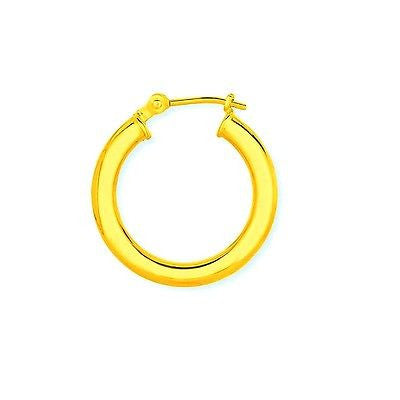14K Solid Gold Men's Single Tubular Hoop Earring Unisex Huggy 14mm Unisex