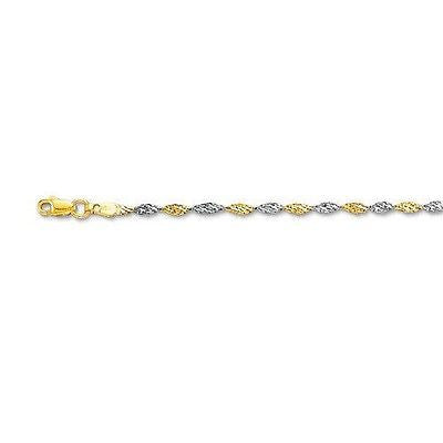 Ritastephens Elegant 14k Two-Tone Gold Anklet – Sparkle Singapore Chain Bracelet with Lobster Clasp, 10 Inch Adjustable Real Gold Ankle Jewelry"