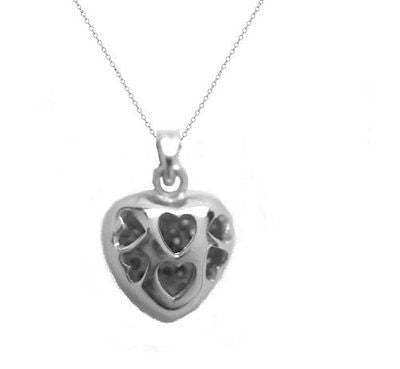 925 Sterling Silver CZ Heart Love Charm Pendant Necklace 18"