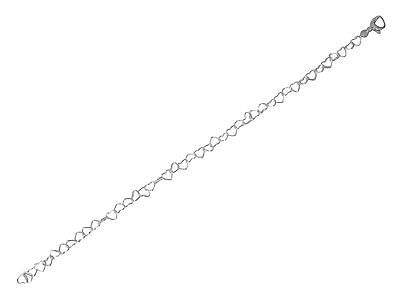 Sterling Silver Heart Charm Link Bracelet 7" New