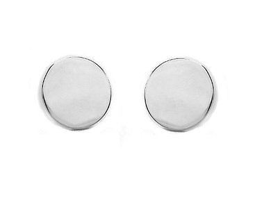 .925 Sterling Silver Shiny Disc Geometric Round Stud Post Earrings 14mm