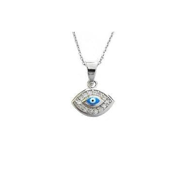 <style type="text/css"><!--td {border: 1px solid #cccccc;}br {mso-data-placement:same-cell;}--></style>
<center>
<span data-sheets-root="1">elevate your style with our sterling silver evil eye good luck cz pendant charm necklace. this elegant necklace features a striking evil eye pendant adorned with sparkling cubic zirconia (cz) stones, designed to offer protection and good fortune. the charm is beautifully crafted from 925 sterling silver and measures 11mm in length and 12mm in width, ensuring a subtle ye