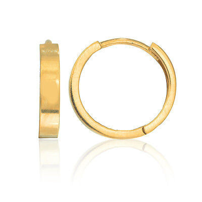 14k Gold Square Tubular Huggies Hoops Earrings 2.5mm x 13mm