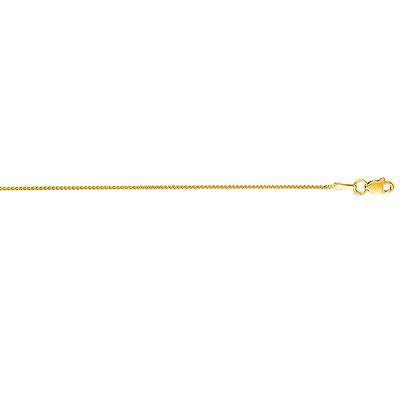 14K Solid Yellow Gold Round Wheat Chain Necklace 1mm 16", 18", 20", 24"