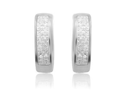 Sterling Silver Diamond Huggie Huggy Hoops Hoop Earrings 13x4mm	Ritastephens   Sterling Silver Diamond Huggie Hoop Earrings – 13x4mm Sleek and Elegant Huggy Hoops with Sparkling Diamond Accents for a Chic and Sophisticated Look