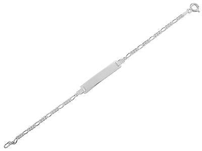 Sterling Silver Figaro Kids Children Baby Id Bracelet 6"