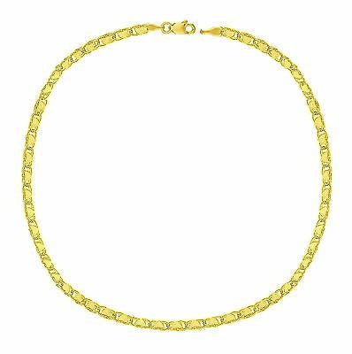 14K Solid Gold Mirror Heart Anklet Ankle Bracelet 10"