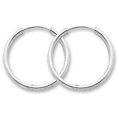 .925 Sterling Silver Hoops Endless Hoop Hoops Earrings 2x18mm