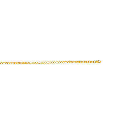 14K Solid Yellow Gold Figaro Chain Necklace 2.8mm 16", 18", 20", 22", 24"