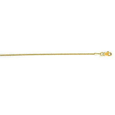 Ritastephens 14K Solid Yellow Gold Round Wheat Chain Necklace 1.2mm – Available in 16", 18", 20", and 24" Lengths for Classic Elegance