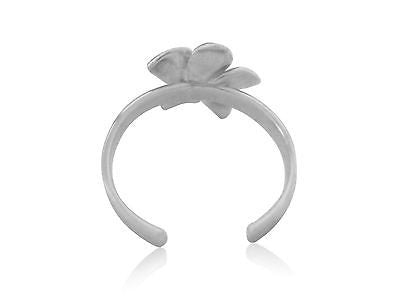 Sterling Silver Hawaiian Plumerian Cz Flower Toe Ring Adjustable