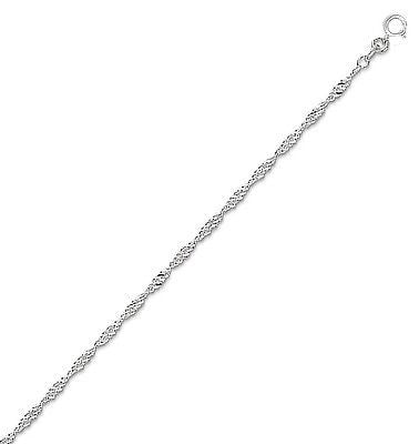 Sterling Silver Singapore Anklet 10" Ankle Bracelet 1.5mm